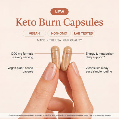 Keto Burn - Daily Energy & Metabolism Support (Vegan, 60 Capsules)
