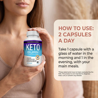Keto Burn - Daily Energy & Metabolism Support (Vegan, 60 Capsules)